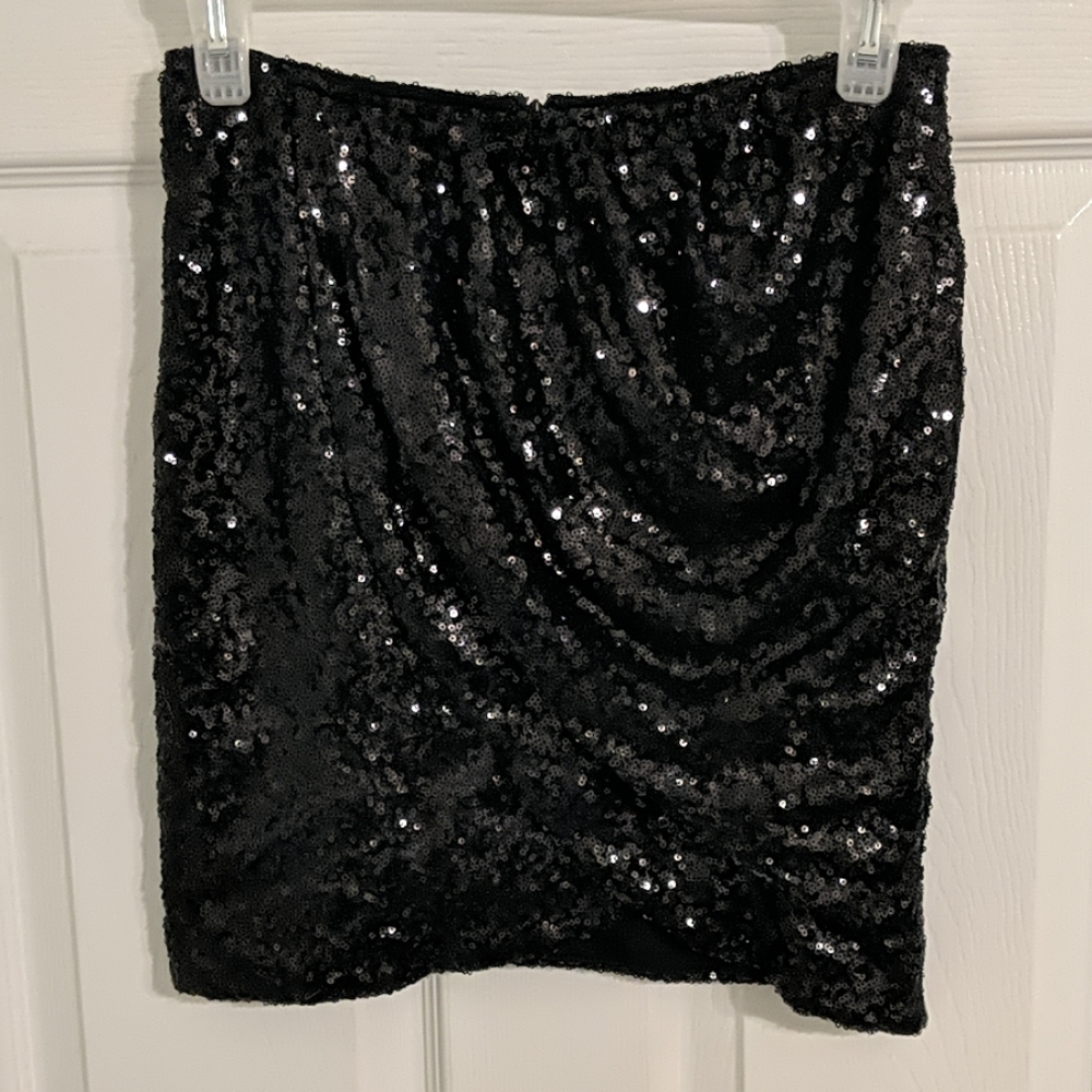 Black sequin mini skirt